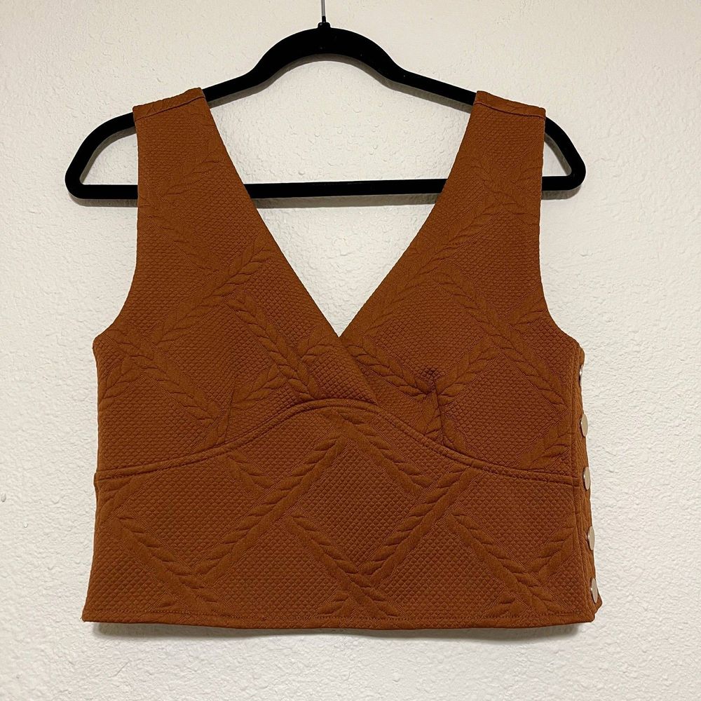 Maeve Rust Orange Textured Crop Top